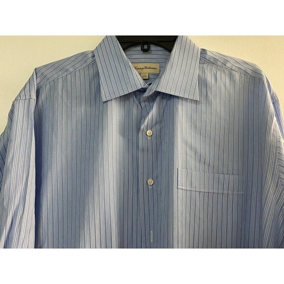 Tommy Bahama Men's Striped Blue Button Down Shirt Size (17  32-33) Long Sleeve - Picture 3 of 7